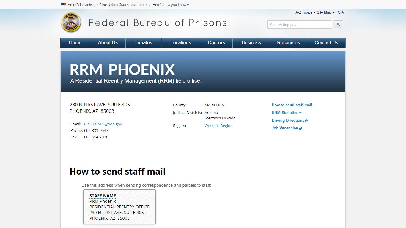 RRM Phoenix - Federal Bureau of Prisons